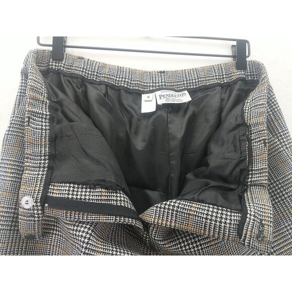 Pendleton 100% Virgin Wool Womens Pants Sz 16 Black/White/Tan Plaid Made In USA - Picture 6 of 9